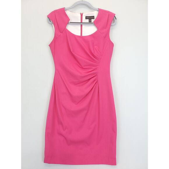 Dana Buchman Sheath Dress Ruched Cap Sleeve Women 10 Fuchsia Office Feminine - Picture 1 of 15